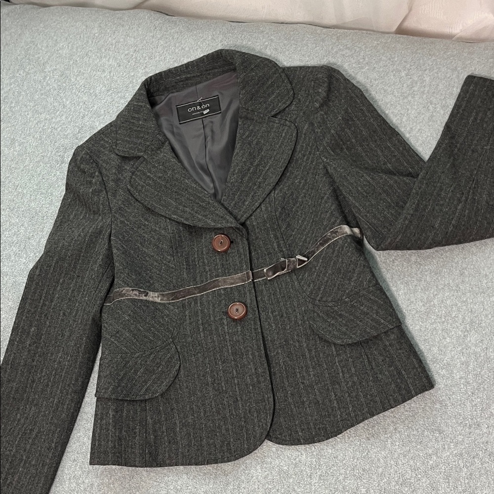 Y2K Wool Blend Blazer Jacket Small Petite Gray Preppy Gilmore Office Career